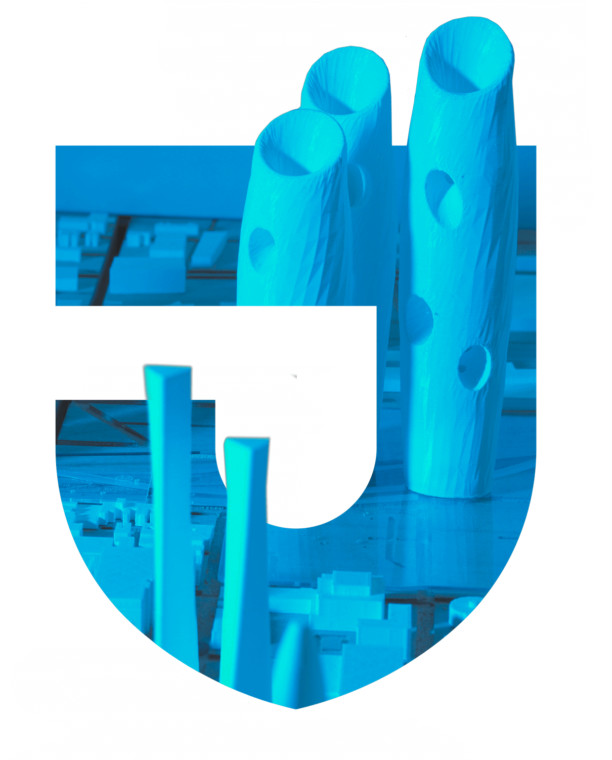 Image of Thomas Jefferson University J logo with buildings inside the J.