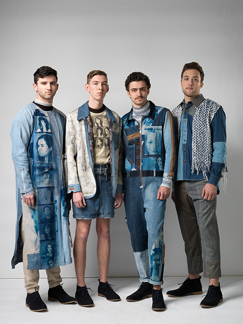 Group of men in denim fashion outfits